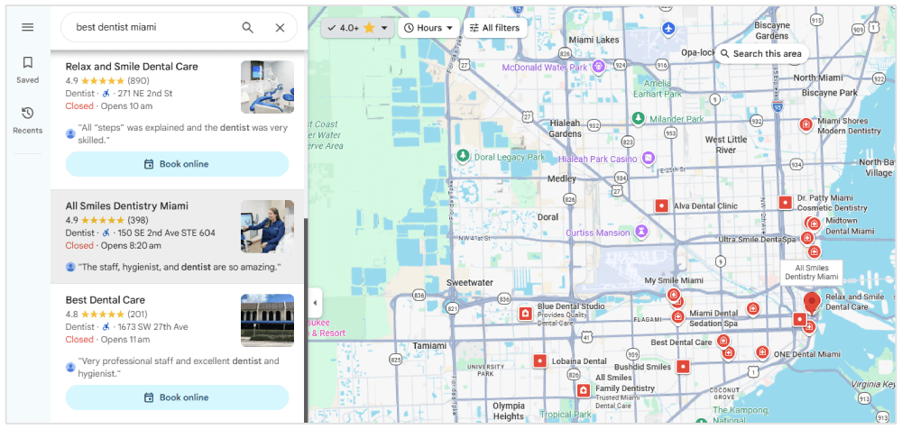 Resultados de Google Maps